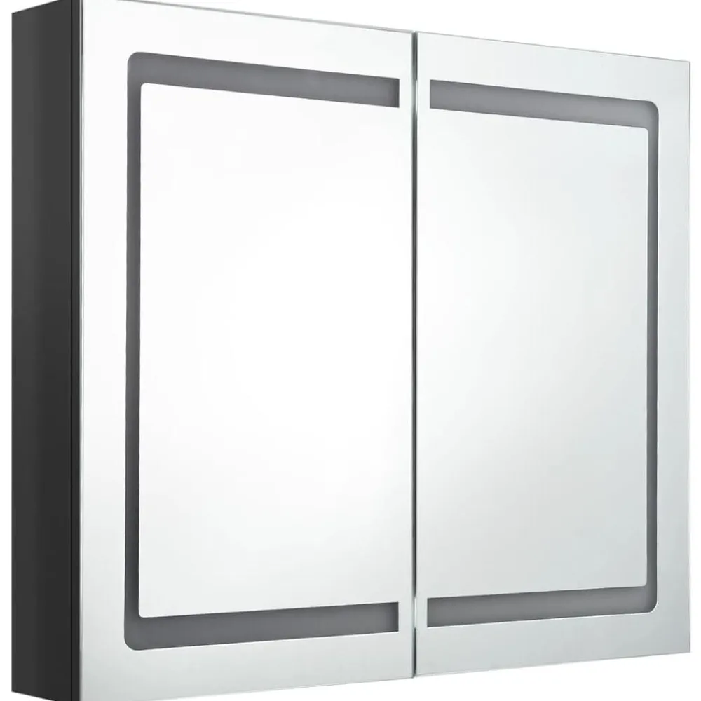 Kasten & Opbergmeubelen*vidaXL Badkamerkast met spiegel en LED 80x12x68 cm Glanzend zwart