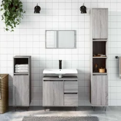 Badkamerkast 65x33x60 cm bewerkt hout eikenkleurig>vidaXL Outlet