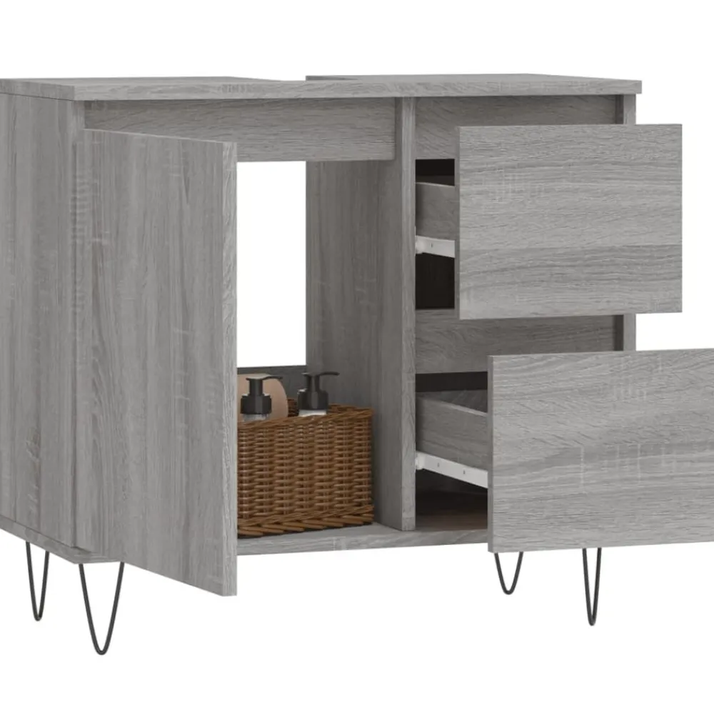 Badkamerkast 65x33x60 cm bewerkt hout eikenkleurig>vidaXL Outlet