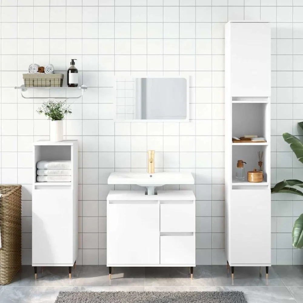 Kasten & Opbergmeubelen*vidaXL Badkamerkast 65x33x60 cm bewerkt hout Wit
