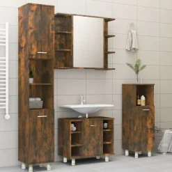 Meubelsets*vidaXL Badkamerkast 30x30x95 cm bewerkt hout kleurig Gerookt eiken