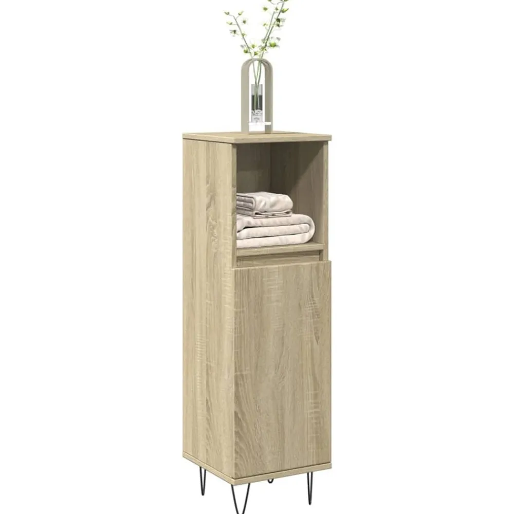 Badkamerkast 30x30x100 cm bewerkt hout kleurig>vidaXL
