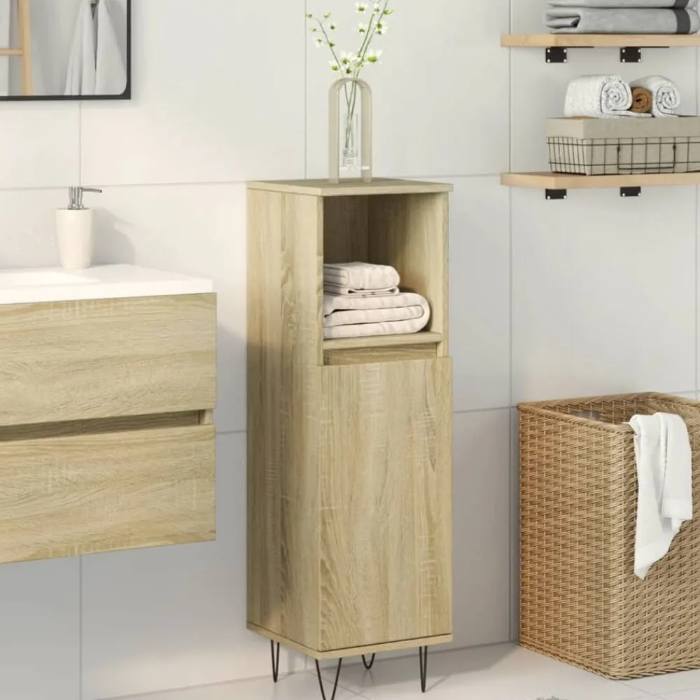 Badkamerkast 30x30x100 cm bewerkt hout kleurig>vidaXL