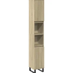 Kasten & Opbergmeubelen*vidaXL Badkamerkast 30x30x190 cm bewerkt hout kleurig Sonoma eiken