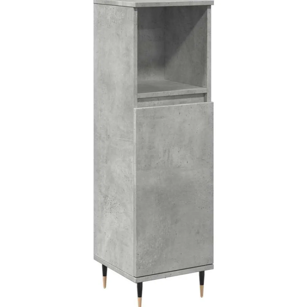 Badkamerkast 30x30x100 cm bewerkt hout betongrijs>vidaXL Hot