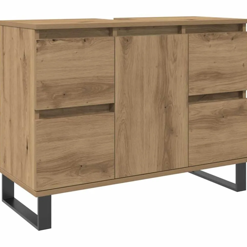 Kasten & Opbergmeubelen*vidaXL Badkamerkast 80x33x60 cm bewerkt hout artisanaal eikenkleurig