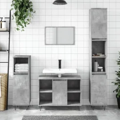 Meubelsets*vidaXL Badkamerkast 30x30x100 cm bewerkt hout Betongrijs