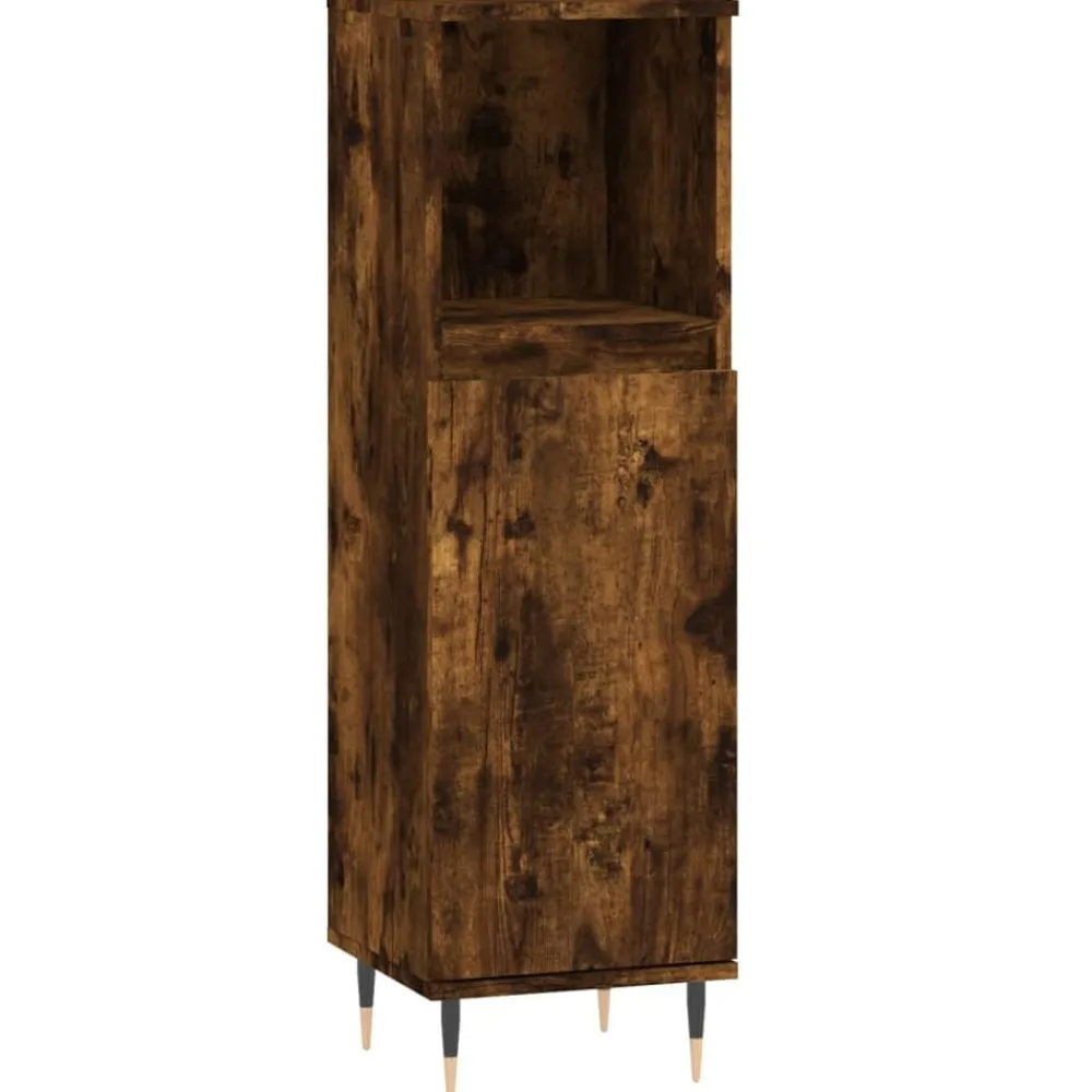 Badkamerkast 30x30x100 cm bewerkt hout kleurig>vidaXL Online