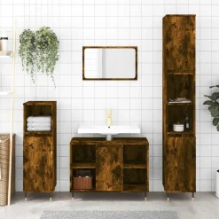 Badkamerkast 30x30x100 cm bewerkt hout kleurig>vidaXL Online