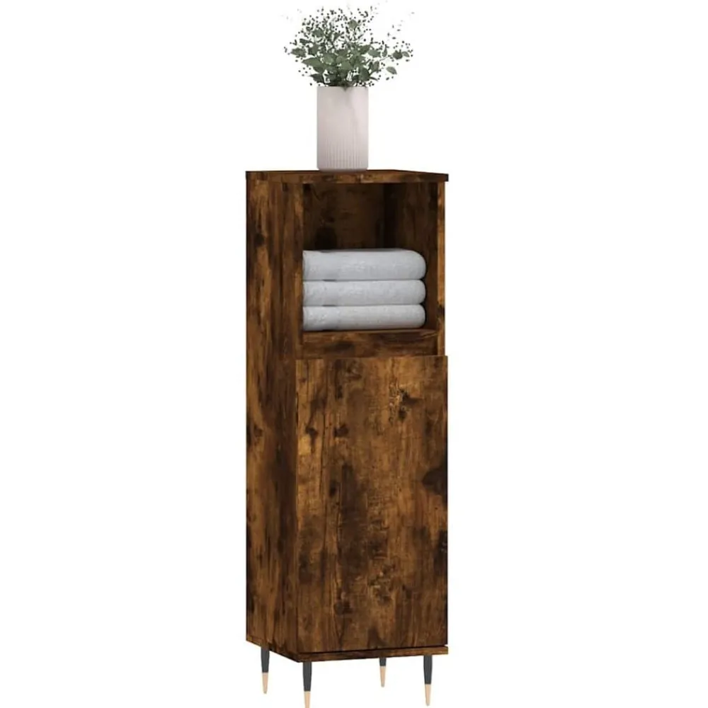 Badkamerkast 30x30x100 cm bewerkt hout kleurig>vidaXL Online