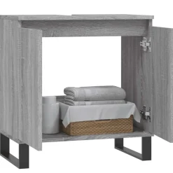 Meubelsets*vidaXL Badkamerkast 58x33x60 cm bewerkt hout eikenkleurig Grijs sonoma