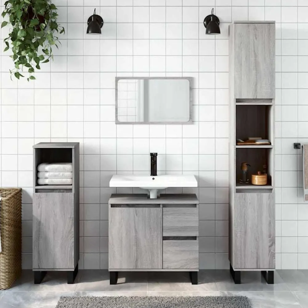 Badkamerkast 65x33x60 cm bewerkt hout eikenkleurig>vidaXL Clearance