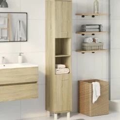 Badkamerkast 30,5x30x179 cm bewerkt hout kleurig><noscript><img width=
