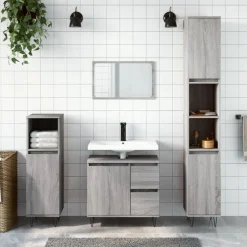 Meubelsets*vidaXL Badkamerkast 30x30x190 cm bewerkt hout eikenkleur Grijs sonoma
