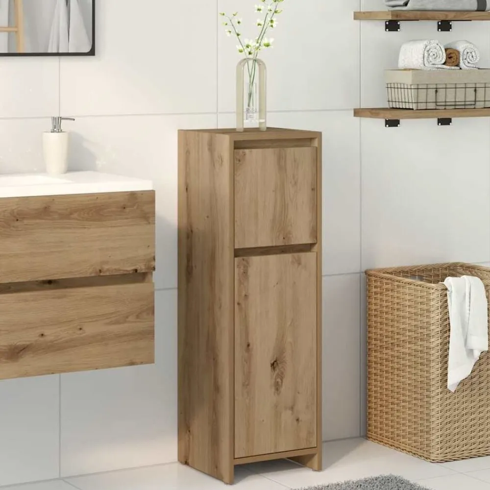 Badkamerkast 30x30x95 cm bewerkt hout artisanaal eikenkleur>vidaXL Online
