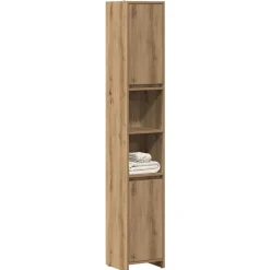 Badkamerkast 30x30x183,5 cm bewerkt hout artisanaal eikenkleur><noscript><img width=
