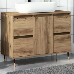 Meubelsets*vidaXL Badkamerkast 80x33x60 cm bewerkt hout artisanaal eikenkleurig