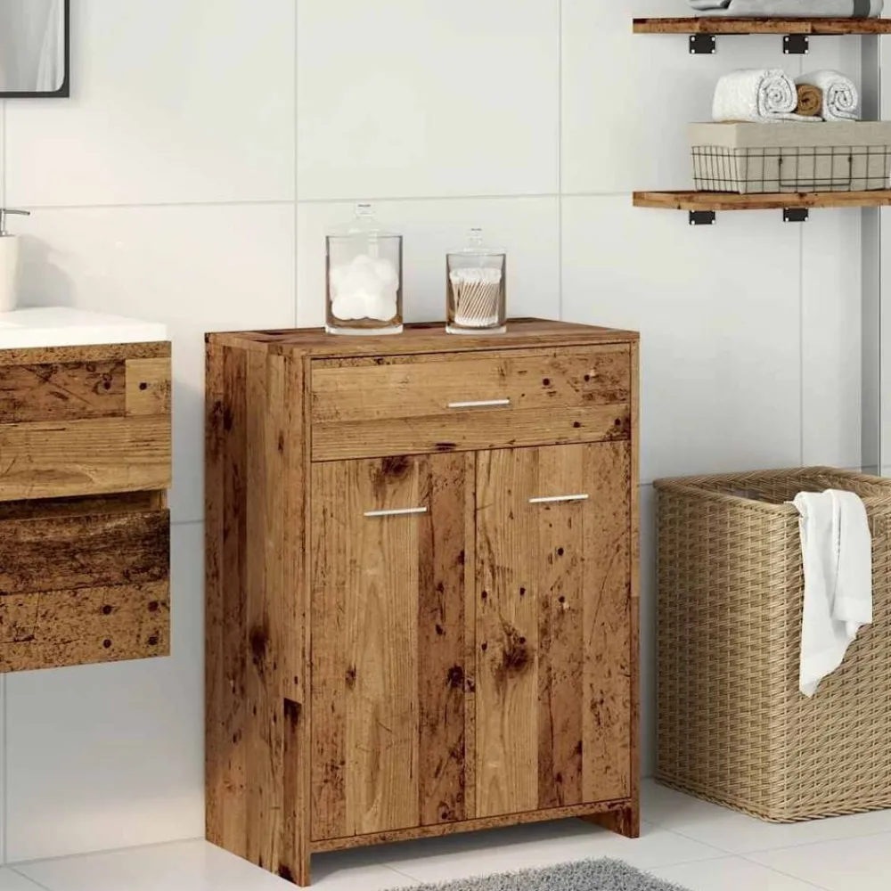 Badkamerkast 60x33x80 cm bewerkt hout kleurig>vidaXL Outlet