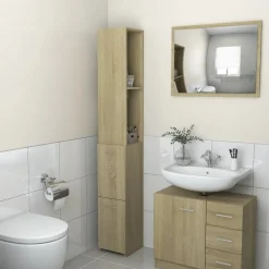 Meubelsets*vidaXL Badkamerkast 25x26,5x170 cm bewerkt hout kleurig Sonoma eiken