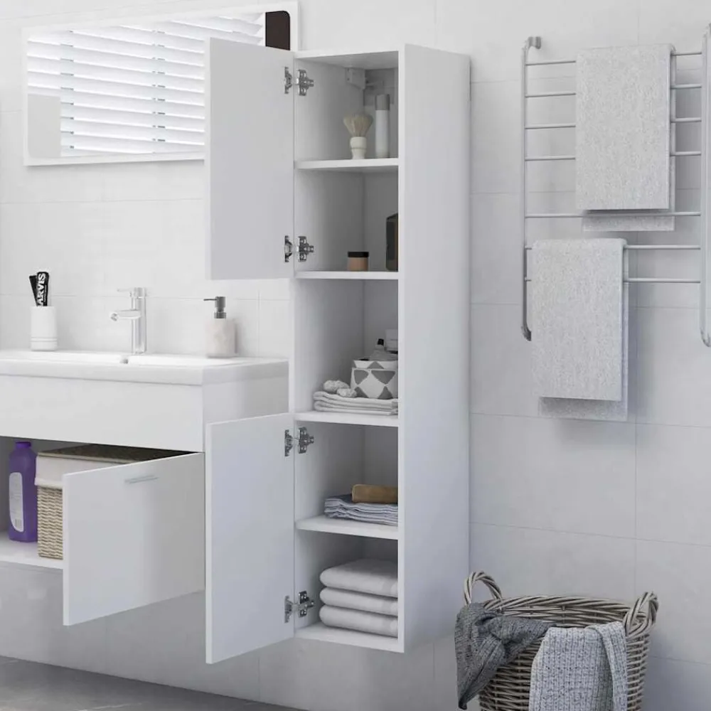 Kasten & Opbergmeubelen*vidaXL Badkamerkast 30x30x130 cm bewerkt hout Wit