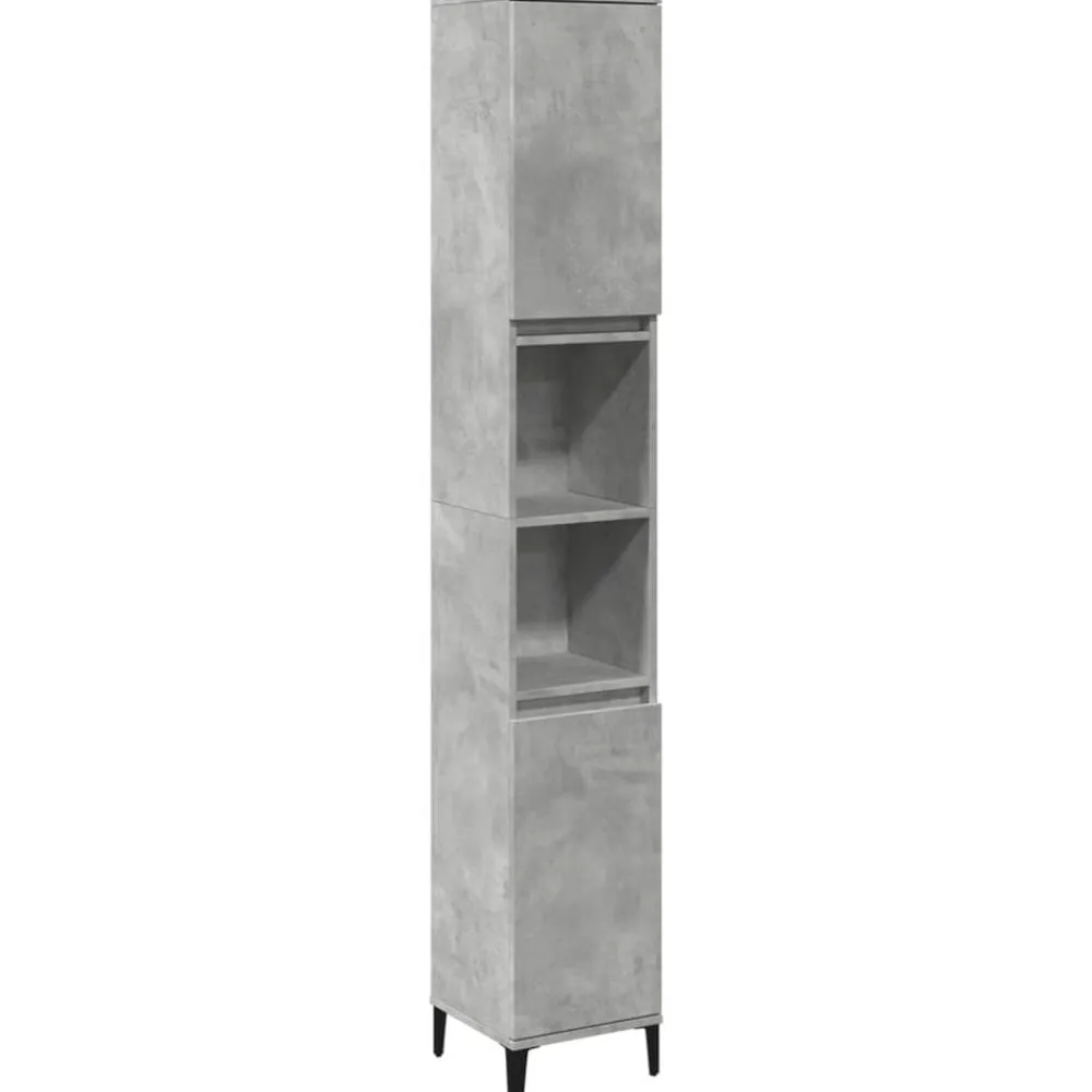 Badkamerkast 30x30x190 cm bewerkt hout betongrijs>vidaXL Outlet