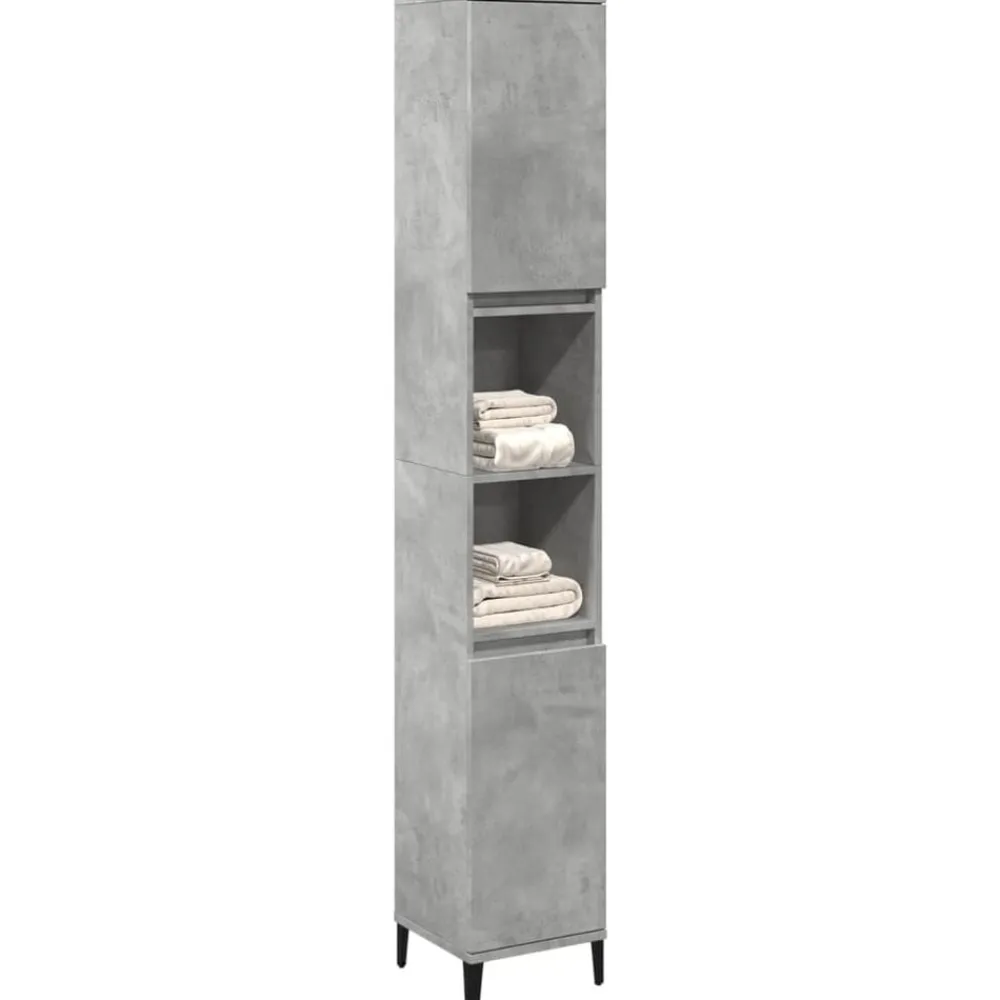 Badkamerkast 30x30x190 cm bewerkt hout betongrijs>vidaXL Outlet