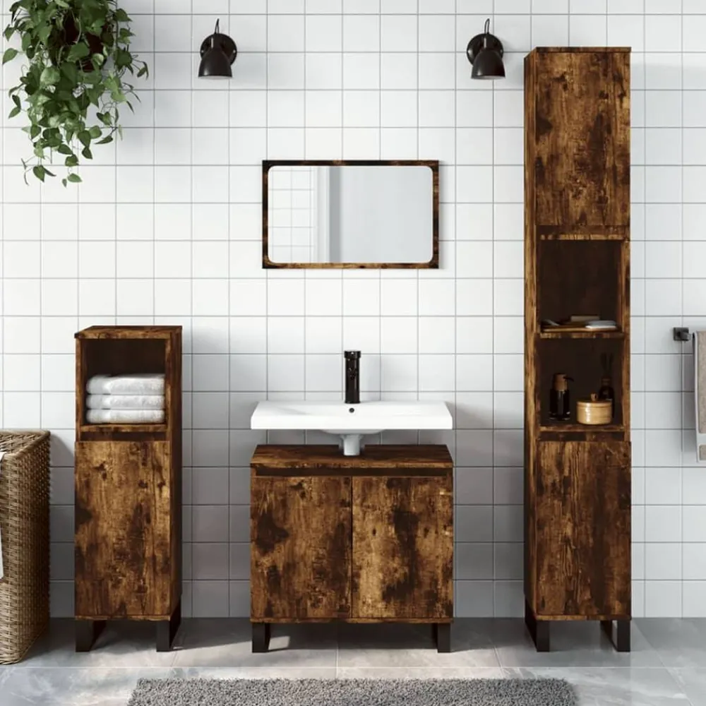 Badkamerkast 30x30x190 cm bewerkt hout kleurig>vidaXL Discount