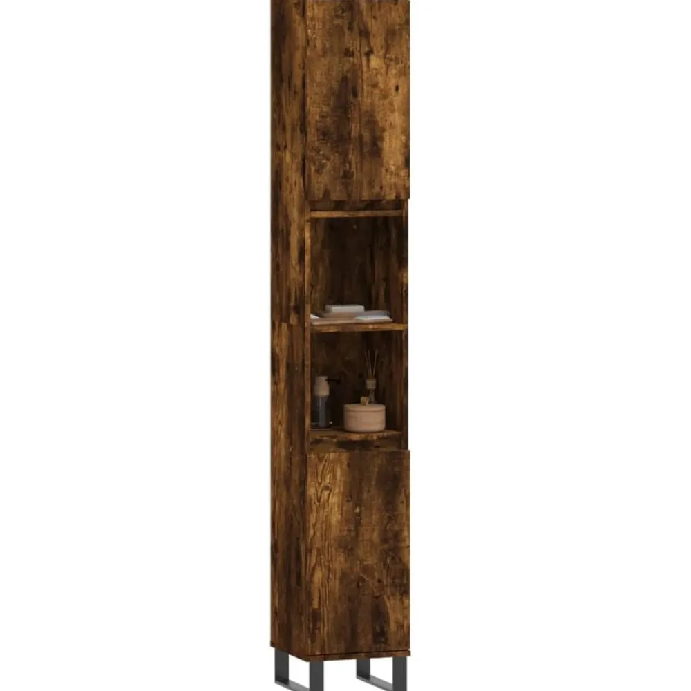 Badkamerkast 30x30x190 cm bewerkt hout kleurig>vidaXL Discount