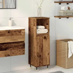 Badkamerkast 30x30x100 cm bewerkt hout kleurig>vidaXL Sale