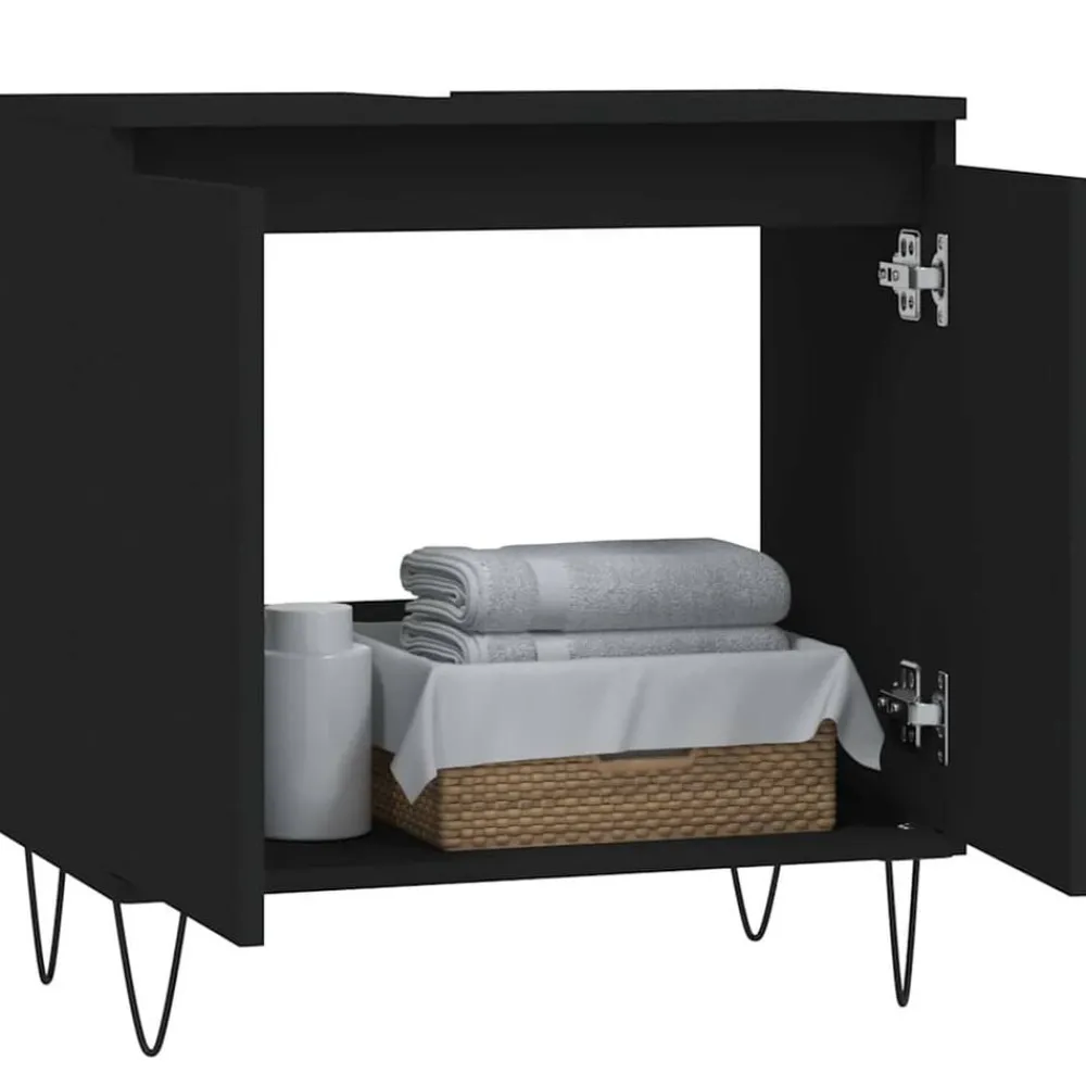 Badkamerkast 58x33x60 cm bewerkt hout>vidaXL New