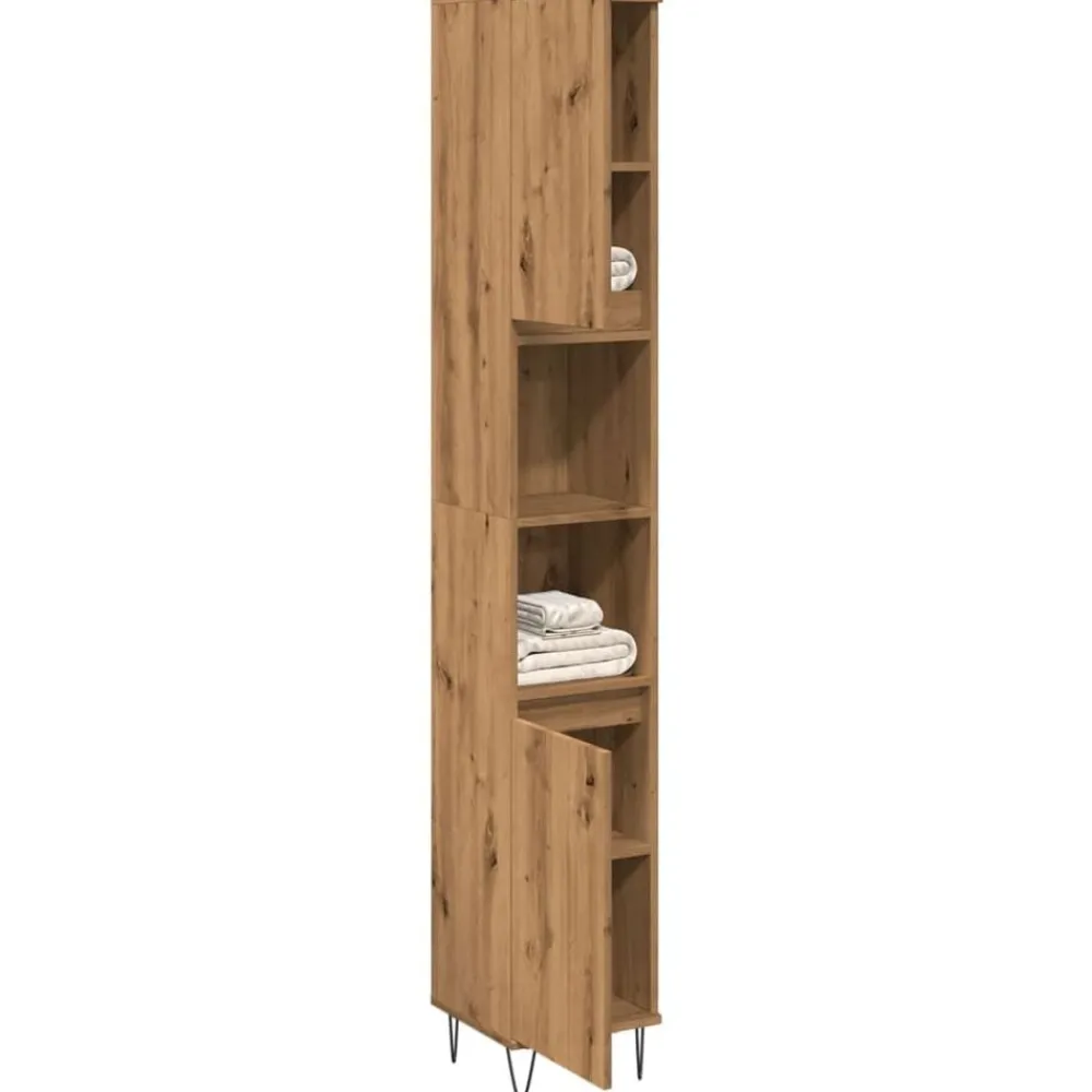 Badkamerkast 30x30x190 cm bewerkt hout>vidaXL Outlet
