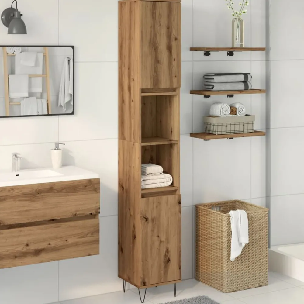 Badkamerkast 30x30x190 cm bewerkt hout>vidaXL Outlet