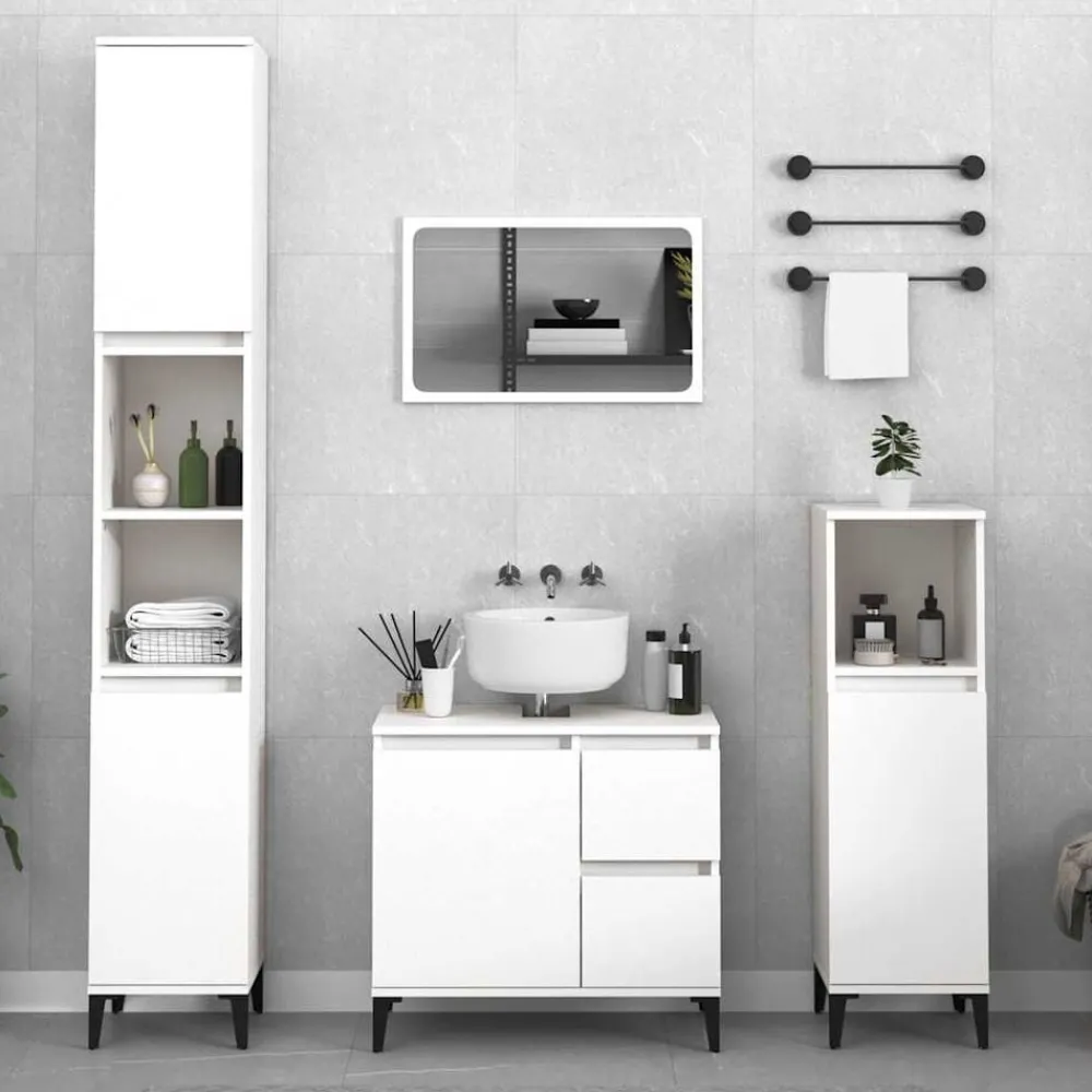 Kasten & Opbergmeubelen*vidaXL Badkamerkast 65x33x60 cm bewerkt hout Wit