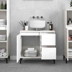 Kasten & Opbergmeubelen*vidaXL Badkamerkast 65x33x60 cm bewerkt hout Wit
