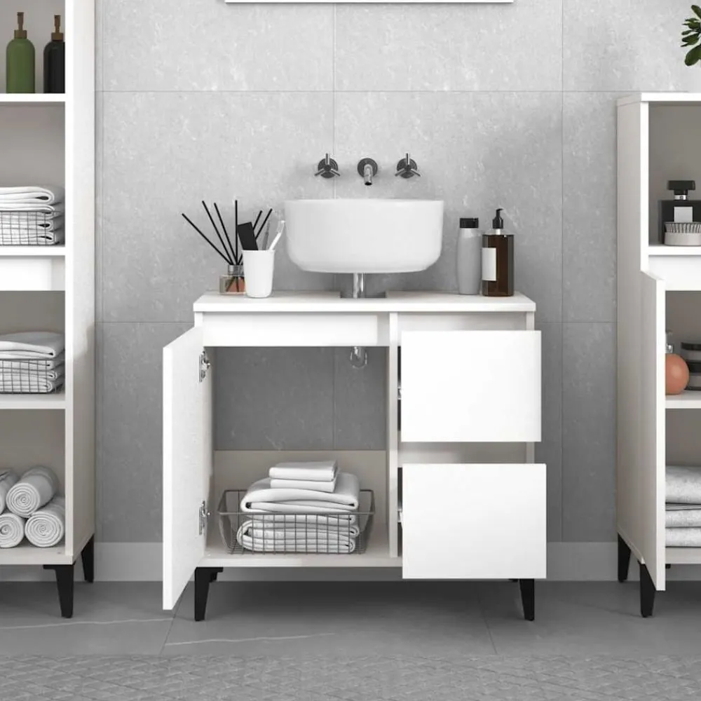Kasten & Opbergmeubelen*vidaXL Badkamerkast 65x33x60 cm bewerkt hout Wit