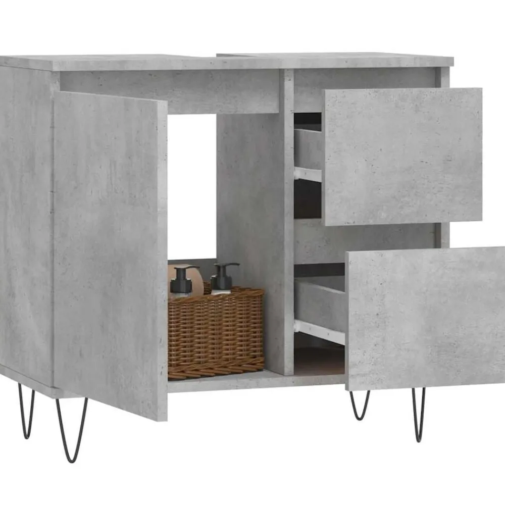 Meubelsets*vidaXL Badkamerkast 65x33x60 cm bewerkt hout Betongrijs