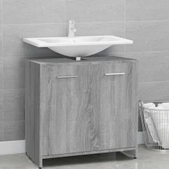 Meubelsets*vidaXL Badkamerkast 60x33x60 cm bewerkt hout eikenkleurig Grijs sonoma