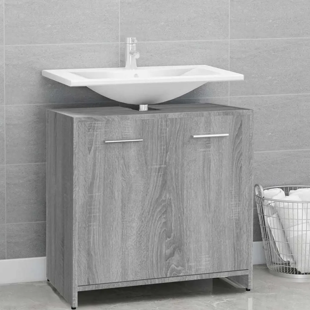 Meubelsets*vidaXL Badkamerkast 60x33x60 cm bewerkt hout eikenkleurig Grijs sonoma