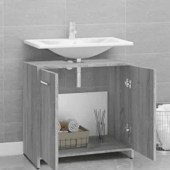 Meubelsets*vidaXL Badkamerkast 60x33x60 cm bewerkt hout eikenkleurig Grijs sonoma