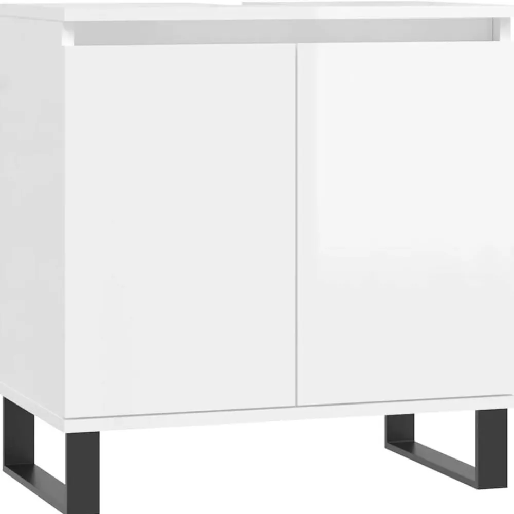 Meubelsets*vidaXL Badkamerkast 58x33x60 cm bewerkt hout Hoogglans wit