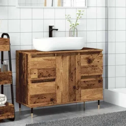 Badkamerkast 80x33x60 cm bewerkt hout kleurig><noscript><img width=
