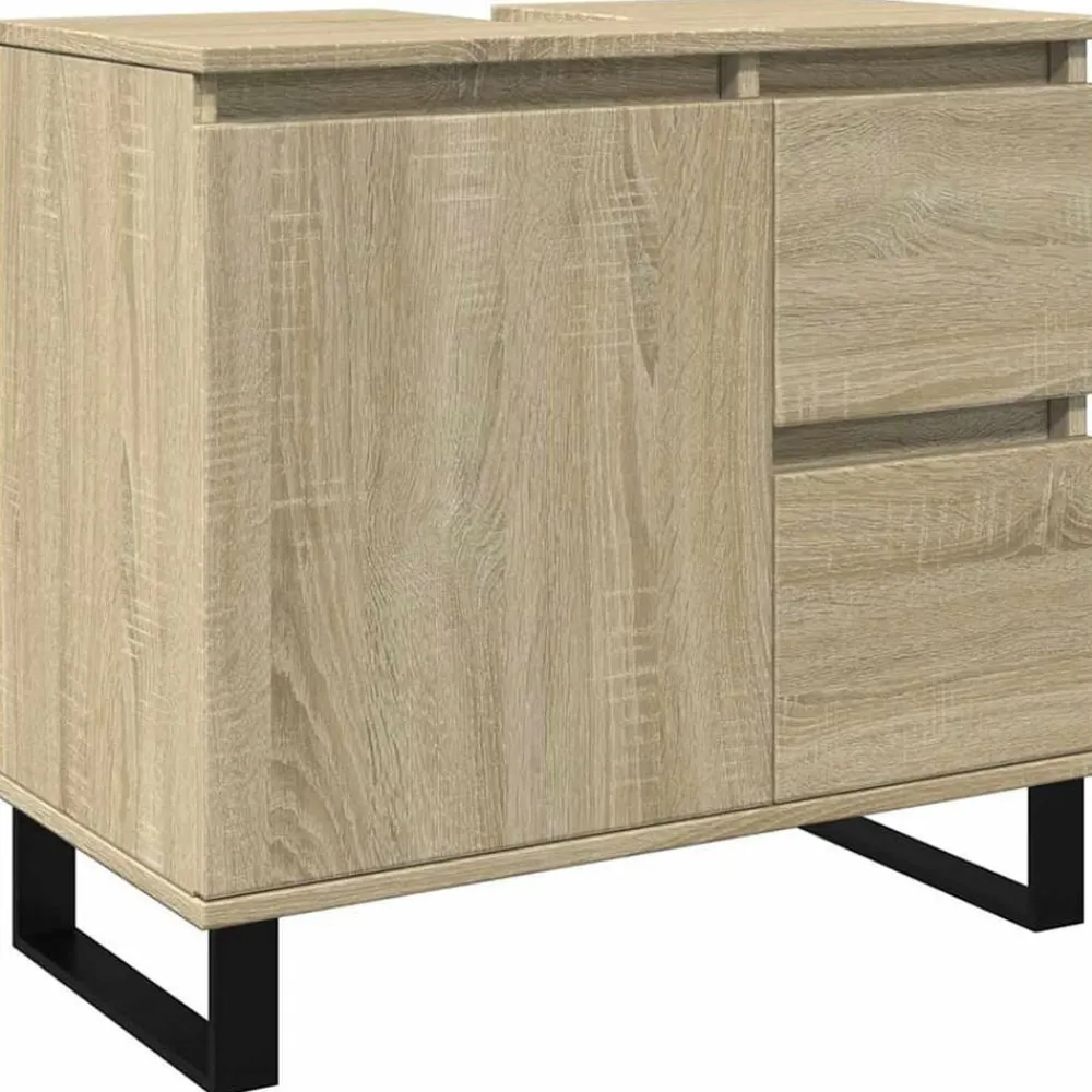 Meubelsets*vidaXL Badkamerkast 65x33x60 cm bewerkt hout kleurig Sonoma eiken