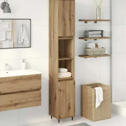 Badkamerkast 30x30x190 cm bewerkt hout>vidaXL Best
