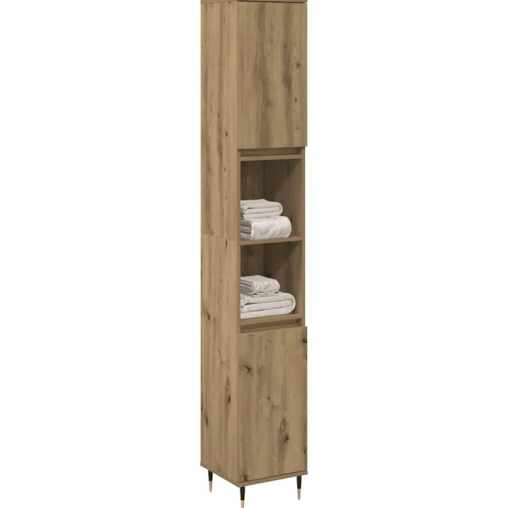 Badkamerkast 30x30x190 cm bewerkt hout>vidaXL Best
