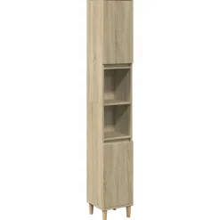 Kasten & Opbergmeubelen*vidaXL Badkamerkast 30x30x190 cm bewerkt hout kleurig Sonoma eiken