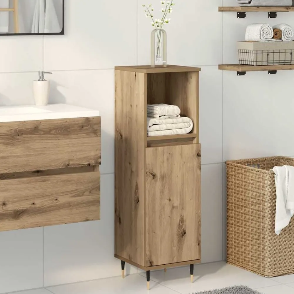 Meubelsets*vidaXL Badkamerkast 30x30x100 cm bewerkt hout artisanaal eikenkleurig