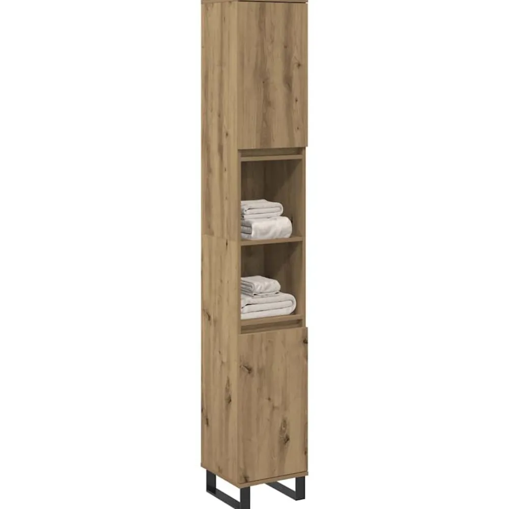 Meubelsets*vidaXL Badkamerkast 30x30x100 cm bewerkt hout artisanaal eikenkleurig