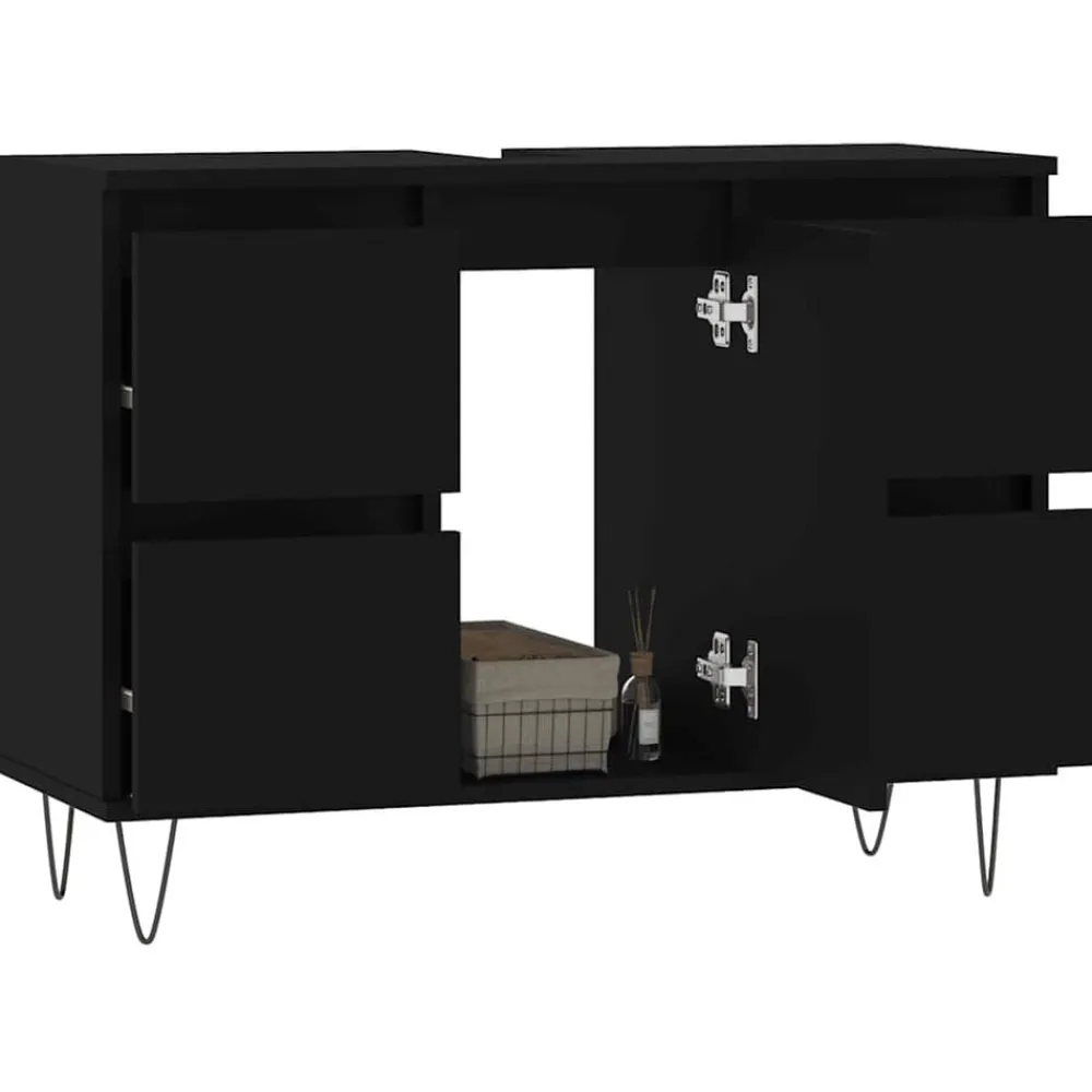Meubelsets*vidaXL Badkamerkast 80x33x60 cm bewerkt hout Zwart