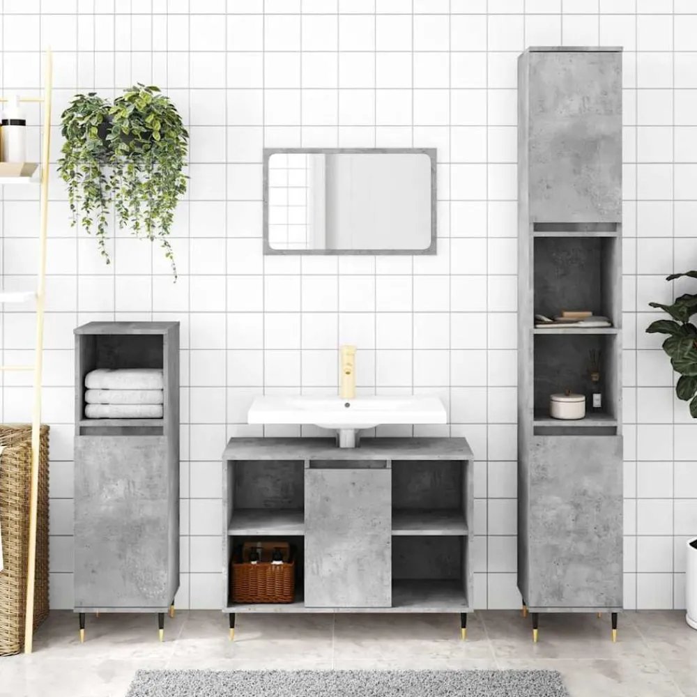 Badkamerkast 30x30x100 cm bewerkt hout>vidaXL Outlet
