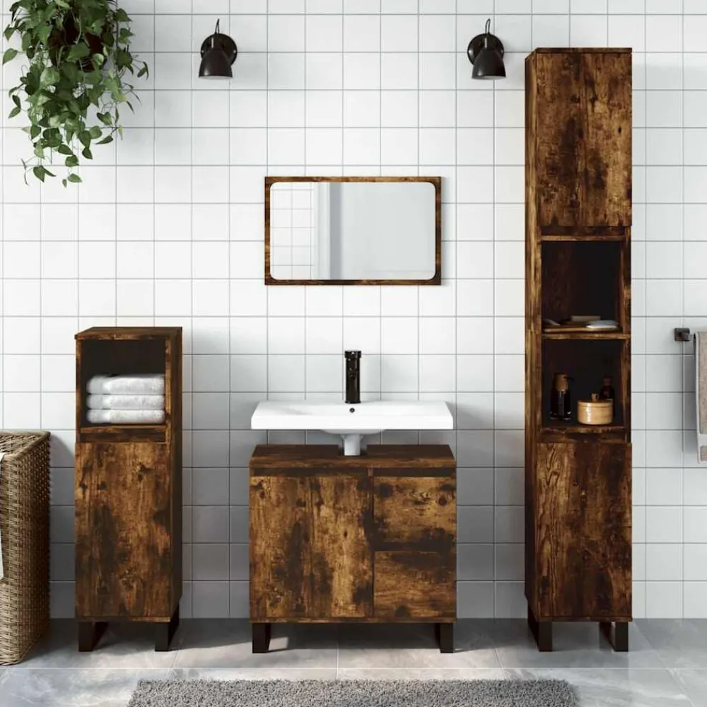 Badkamerkast 65x33x60 cm bewerkt hout kleurig>vidaXL Discount